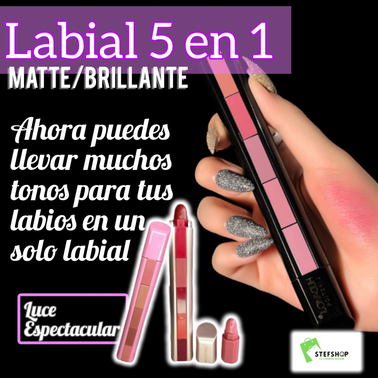 Labial 5 en 1 matte-brillante (promo 2x1)