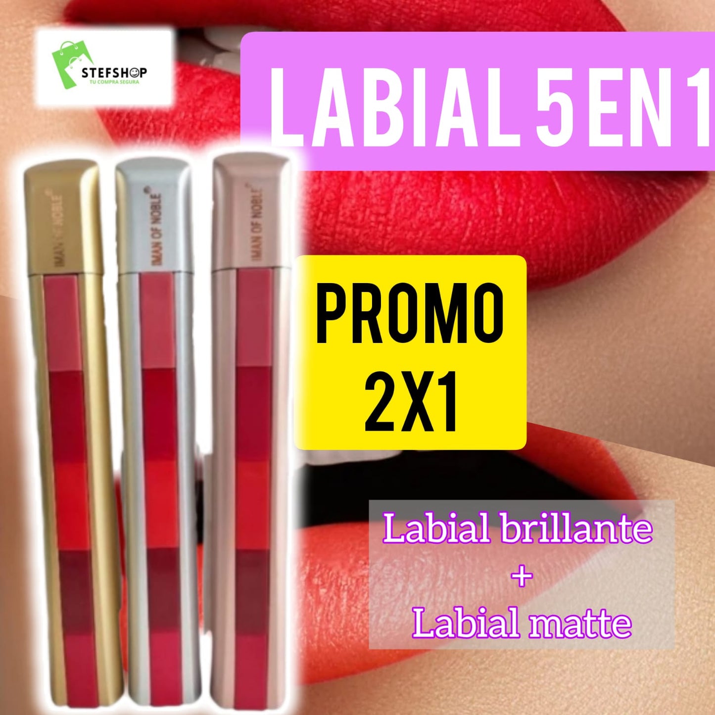 Labial 5 en 1 matte-brillante (promo 2x1)